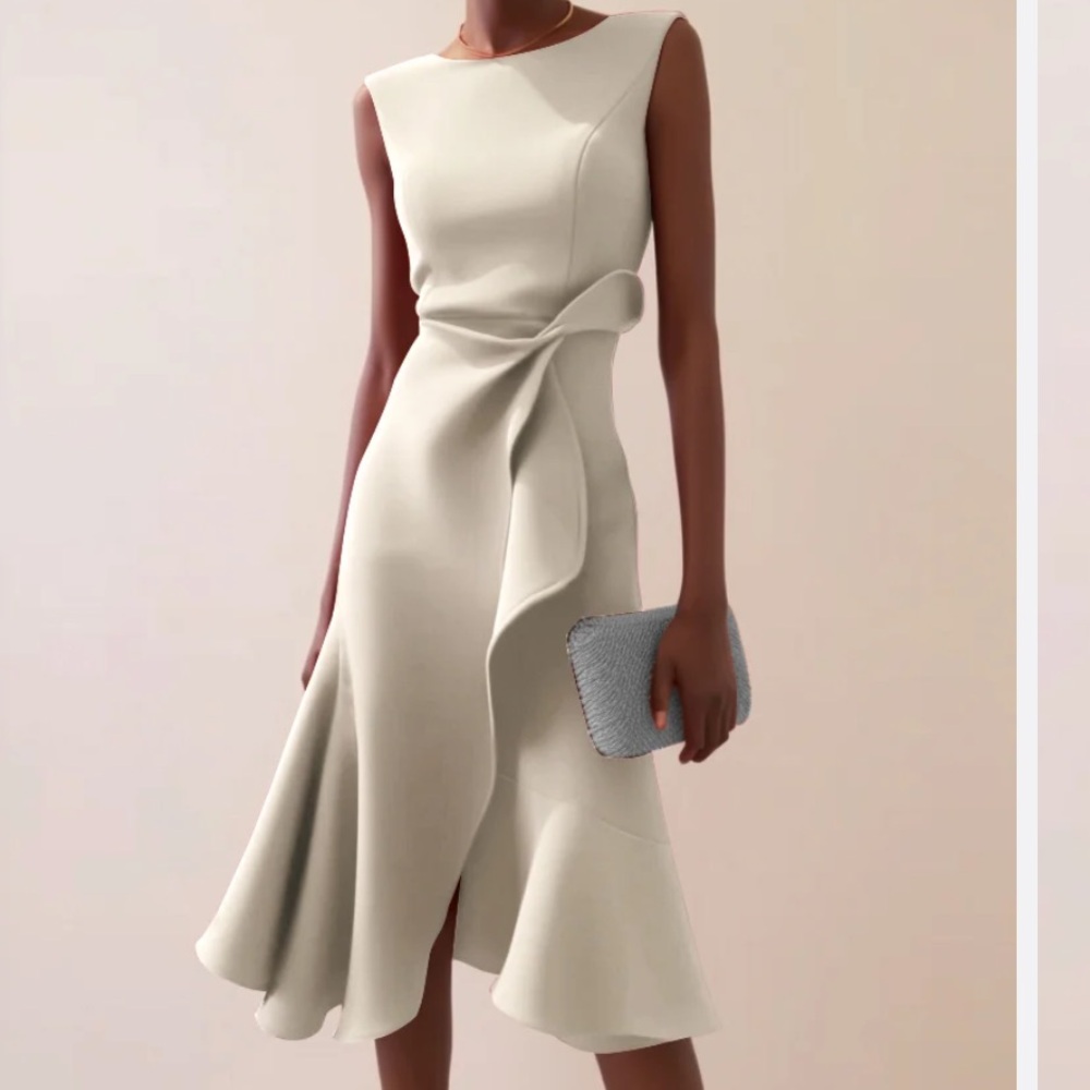 Elegant Cream Sleeveless Dress